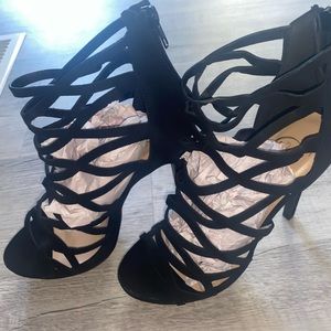 Velvet Material Strappy High Heels